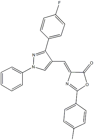 4-{[3-(4-fluorophenyl)-1-phenyl-1H-pyrazol-4-yl]methylene}-2-(4-methylphenyl)-1,3-oxazol-5(4H)-one 结构式