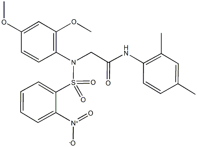N-(2,4-dimethylphenyl)-2-[({2-nitrophenyl}sulfonyl)-2,4-dimethoxyanilino]acetamide 结构式