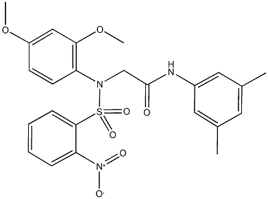 N-(3,5-dimethylphenyl)-2-[({2-nitrophenyl}sulfonyl)-2,4-dimethoxyanilino]acetamide 结构式