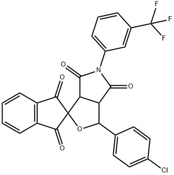 1-(4-chlorophenyl)-5-[3-(trifluoromethyl)phenyl]-3a,6a-dihydrospiro(1H-furo[3,4-c]pyrrole-3,2'-[1'H]-indene)-1',3',4,6(2'H,3H,5H)-tetrone 结构式