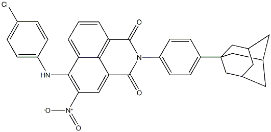 2-[4-(1-adamantyl)phenyl]-6-(4-chloroanilino)-5-nitro-1H-benzo[de]isoquinoline-1,3(2H)-dione 结构式