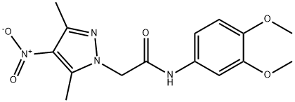 N-(3,4-dimethoxyphenyl)-2-{4-nitro-3,5-dimethyl-1H-pyrazol-1-yl}acetamide 结构式