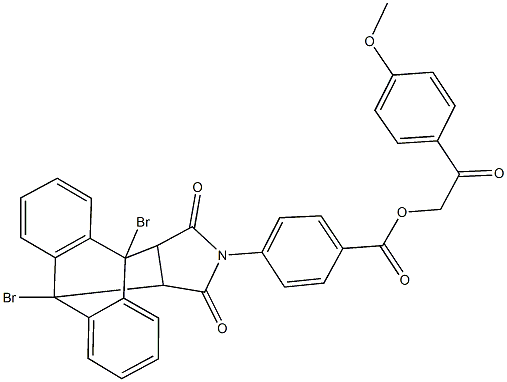 2-(4-methoxyphenyl)-2-oxoethyl 4-(1,8-dibromo-16,18-dioxo-17-azapentacyclo[6.6.5.0~2,7~.0~9,14~.0~15,19~]nonadeca-2,4,6,9,11,13-hexaen-17-yl)benzoate 结构式