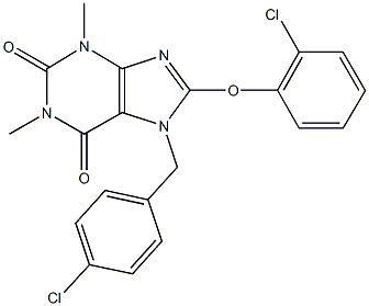 7-(4-chlorobenzyl)-8-(2-chlorophenoxy)-1,3-dimethyl-3,7-dihydro-1H-purine-2,6-dione 结构式