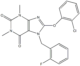 8-(2-chlorophenoxy)-7-(2-fluorobenzyl)-1,3-dimethyl-3,7-dihydro-1H-purine-2,6-dione 结构式