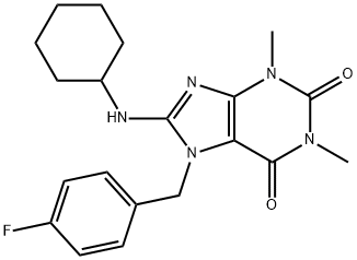 8-(cyclohexylamino)-7-(4-fluorobenzyl)-1,3-dimethyl-3,7-dihydro-1H-purine-2,6-dione 结构式