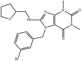 7-(3-bromobenzyl)-1,3-dimethyl-8-[(tetrahydro-2-furanylmethyl)amino]-3,7-dihydro-1H-purine-2,6-dione 结构式