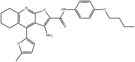 3-amino-N-(4-butoxyphenyl)-4-(5-methyl-2-furyl)-5,6,7,8-tetrahydrothieno[2,3-b]quinoline-2-carboxamide 结构式