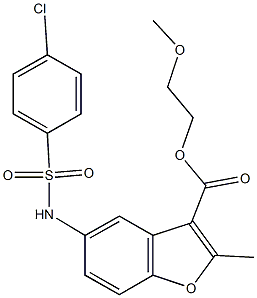 2-methoxyethyl 5-{[(4-chlorophenyl)sulfonyl]amino}-2-methyl-1-benzofuran-3-carboxylate 结构式