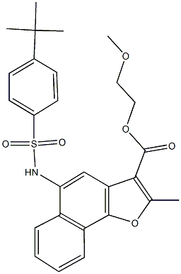 2-methoxyethyl 5-{[(4-tert-butylphenyl)sulfonyl]amino}-2-methylnaphtho[1,2-b]furan-3-carboxylate 结构式