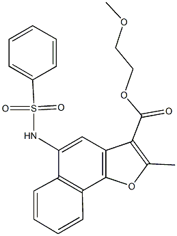 2-methoxyethyl 2-methyl-5-[(phenylsulfonyl)amino]naphtho[1,2-b]furan-3-carboxylate 结构式