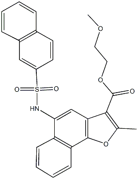 2-methoxyethyl 2-methyl-5-[(2-naphthylsulfonyl)amino]naphtho[1,2-b]furan-3-carboxylate 结构式