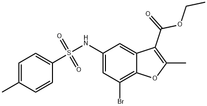 ethyl 7-bromo-2-methyl-5-{[(4-methylphenyl)sulfonyl]amino}-1-benzofuran-3-carboxylate 结构式