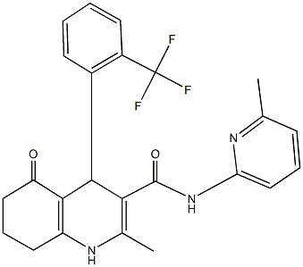 2-methyl-N-(6-methylpyridin-2-yl)-5-oxo-4-[2-(trifluoromethyl)phenyl]-1,4,5,6,7,8-hexahydroquinoline-3-carboxamide 结构式