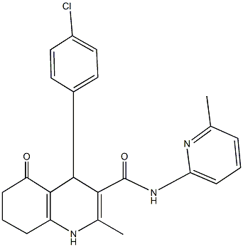 4-(4-chlorophenyl)-2-methyl-N-(6-methylpyridin-2-yl)-5-oxo-1,4,5,6,7,8-hexahydroquinoline-3-carboxamide 结构式