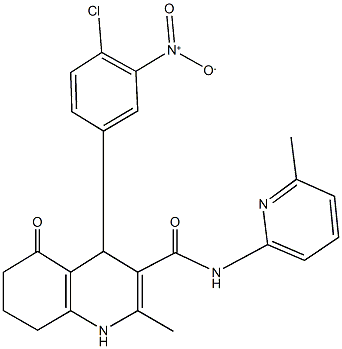 4-{4-chloro-3-nitrophenyl}-2-methyl-N-(6-methylpyridin-2-yl)-5-oxo-1,4,5,6,7,8-hexahydroquinoline-3-carboxamide 结构式