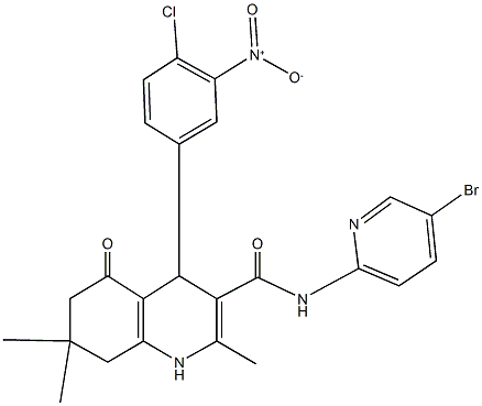 N-(5-bromo-2-pyridinyl)-4-{4-chloro-3-nitrophenyl}-2,7,7-trimethyl-5-oxo-1,4,5,6,7,8-hexahydro-3-quinolinecarboxamide 结构式