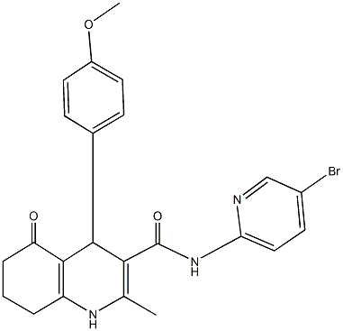 N-(5-bromo-2-pyridinyl)-4-(4-methoxyphenyl)-2-methyl-5-oxo-1,4,5,6,7,8-hexahydro-3-quinolinecarboxamide 结构式