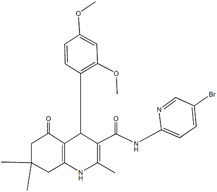 N-(5-bromo-2-pyridinyl)-4-(2,4-dimethoxyphenyl)-2,7,7-trimethyl-5-oxo-1,4,5,6,7,8-hexahydro-3-quinolinecarboxamide 结构式