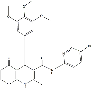 N-(5-bromo-2-pyridinyl)-2-methyl-5-oxo-4-(3,4,5-trimethoxyphenyl)-1,4,5,6,7,8-hexahydro-3-quinolinecarboxamide 结构式