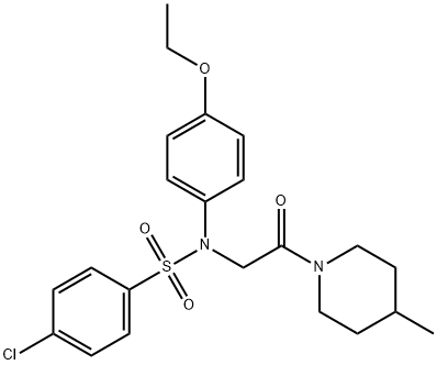 4-chloro-N-(4-ethoxyphenyl)-N-[2-(4-methylpiperidin-1-yl)-2-oxoethyl]benzenesulfonamide 结构式