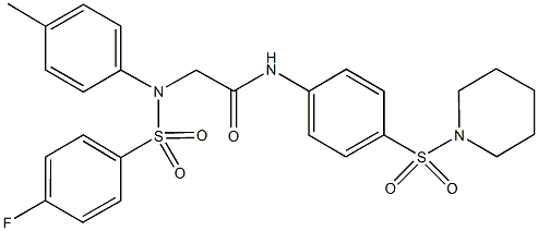 2-{[(4-fluorophenyl)sulfonyl]-4-methylanilino}-N-[4-(1-piperidinylsulfonyl)phenyl]acetamide 结构式