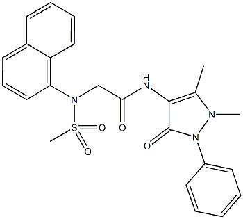 N-(1,5-dimethyl-3-oxo-2-phenyl-2,3-dihydro-1H-pyrazol-4-yl)-2-[(methylsulfonyl)(1-naphthyl)amino]acetamide 结构式