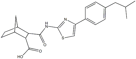 3-({[4-(4-isobutylphenyl)-1,3-thiazol-2-yl]amino}carbonyl)bicyclo[2.2.1]heptane-2-carboxylic acid 结构式