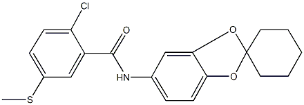 5-{[2-chloro-5-(methylthio)benzoyl]amino}-spiro[1,3-benzodioxole-2,1'-cyclohexane] 结构式