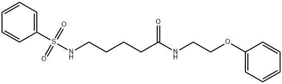 N-(2-phenoxyethyl)-5-[(phenylsulfonyl)amino]pentanamide 结构式