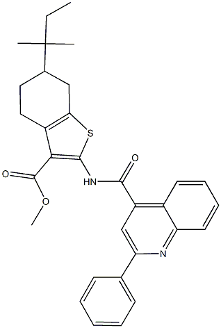 methyl 6-tert-pentyl-2-{[(2-phenyl-4-quinolinyl)carbonyl]amino}-4,5,6,7-tetrahydro-1-benzothiophene-3-carboxylate 结构式