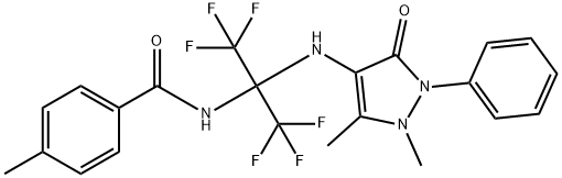 N-[1-[(1,5-dimethyl-3-oxo-2-phenyl-2,3-dihydro-1H-pyrazol-4-yl)amino]-2,2,2-trifluoro-1-(trifluoromethyl)ethyl]-4-methylbenzamide 结构式