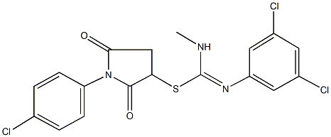 1-(4-chlorophenyl)-2,5-dioxo-3-pyrrolidinyl N'-(3,5-dichlorophenyl)-N-methylimidothiocarbamate 结构式