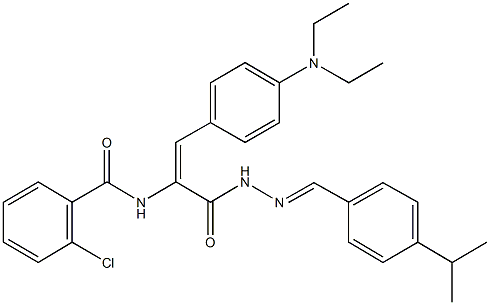 2-chloro-N-(2-[4-(diethylamino)phenyl]-1-{[2-(4-isopropylbenzylidene)hydrazino]carbonyl}vinyl)benzamide 结构式