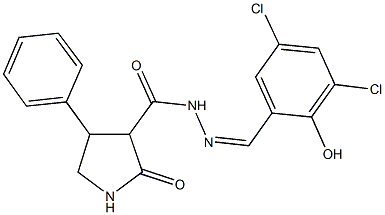 N'-(3,5-dichloro-2-hydroxybenzylidene)-2-oxo-4-phenyl-3-pyrrolidinecarbohydrazide 结构式