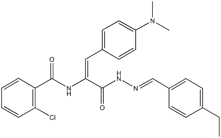 2-chloro-N-(2-[4-(dimethylamino)phenyl]-1-{[2-(4-ethylbenzylidene)hydrazino]carbonyl}vinyl)benzamide 结构式