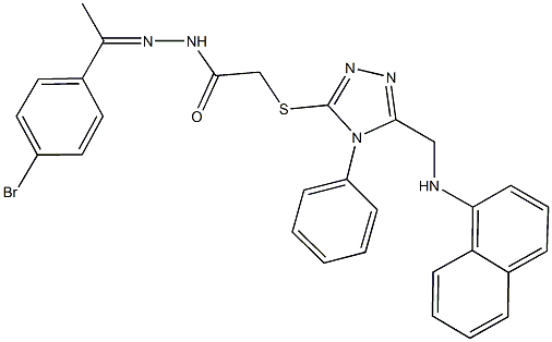 N'-[1-(4-bromophenyl)ethylidene]-2-({5-[(1-naphthylamino)methyl]-4-phenyl-4H-1,2,4-triazol-3-yl}sulfanyl)acetohydrazide 结构式