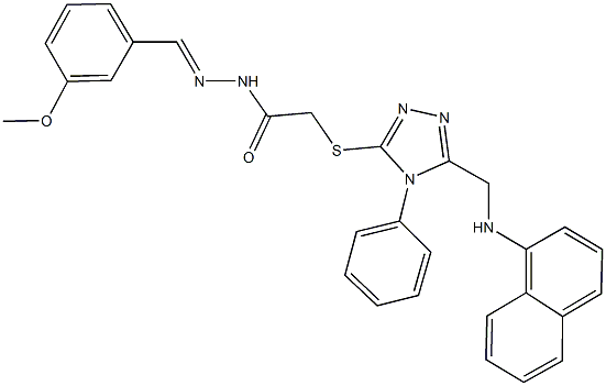 N'-(3-methoxybenzylidene)-2-({5-[(1-naphthylamino)methyl]-4-phenyl-4H-1,2,4-triazol-3-yl}sulfanyl)acetohydrazide 结构式