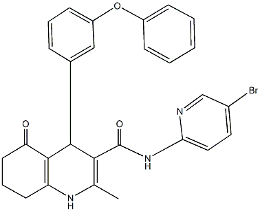 N-(5-bromo-2-pyridinyl)-2-methyl-5-oxo-4-(3-phenoxyphenyl)-1,4,5,6,7,8-hexahydro-3-quinolinecarboxamide 结构式