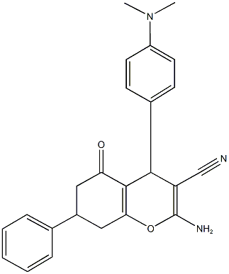 2-amino-4-[4-(dimethylamino)phenyl]-5-oxo-7-phenyl-5,6,7,8-tetrahydro-4H-chromene-3-carbonitrile 结构式