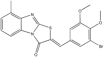 2-(3-bromo-4,5-dimethoxybenzylidene)-8-methyl[1,3]thiazolo[3,2-a]benzimidazol-3(2H)-one 结构式