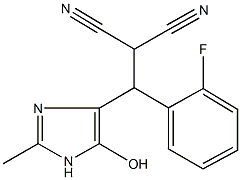 2-[(2-fluorophenyl)(5-hydroxy-2-methyl-1H-imidazol-4-yl)methyl]malononitrile 结构式