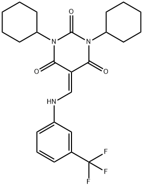 1,3-dicyclohexyl-5-{[3-(trifluoromethyl)anilino]methylene}-2,4,6(1H,3H,5H)-pyrimidinetrione 结构式