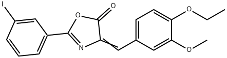 4-(4-ethoxy-3-methoxybenzylidene)-2-(3-iodophenyl)-1,3-oxazol-5(4H)-one 结构式