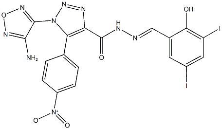 1-(4-amino-1,2,5-oxadiazol-3-yl)-N'-(2-hydroxy-3,5-diiodobenzylidene)-5-{4-nitrophenyl}-1H-1,2,3-triazole-4-carbohydrazide 结构式