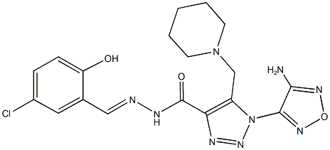 1-(4-amino-1,2,5-oxadiazol-3-yl)-N'-(5-chloro-2-hydroxybenzylidene)-5-(1-piperidinylmethyl)-1H-1,2,3-triazole-4-carbohydrazide 结构式