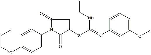 2,5-dioxo-1-(4-propoxyphenyl)-3-pyrrolidinyl N-ethyl-N'-(3-methoxyphenyl)imidothiocarbamate 结构式