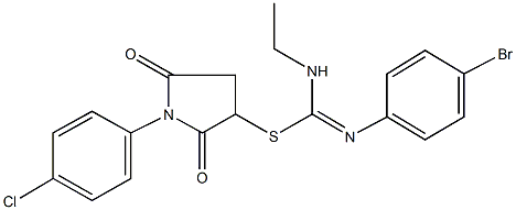 1-(4-chlorophenyl)-2,5-dioxo-3-pyrrolidinyl N'-(4-bromophenyl)-N-ethylimidothiocarbamate 结构式