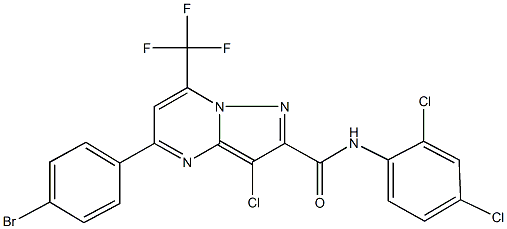 5-(4-bromophenyl)-3-chloro-N-(2,4-dichlorophenyl)-7-(trifluoromethyl)pyrazolo[1,5-a]pyrimidine-2-carboxamide 结构式
