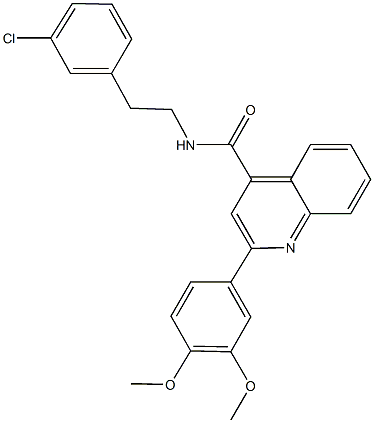 N-[2-(3-chlorophenyl)ethyl]-2-(3,4-dimethoxyphenyl)-4-quinolinecarboxamide 结构式